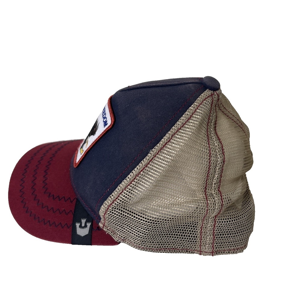Goorin Bros The Farm Trucker Freedom Bald Eagle Snapback Navy Red Mesh Hat Cap - Picture 3 of 8